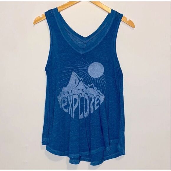 Target | Vintage XS “Explore” sleeveless v neck slub tank blue - Picture 2 of 9